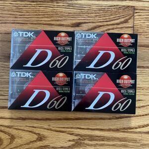 TDK CASSETTE TAPES Blank 60 Minute Type 1 High Output NEW (Lot Of 4)